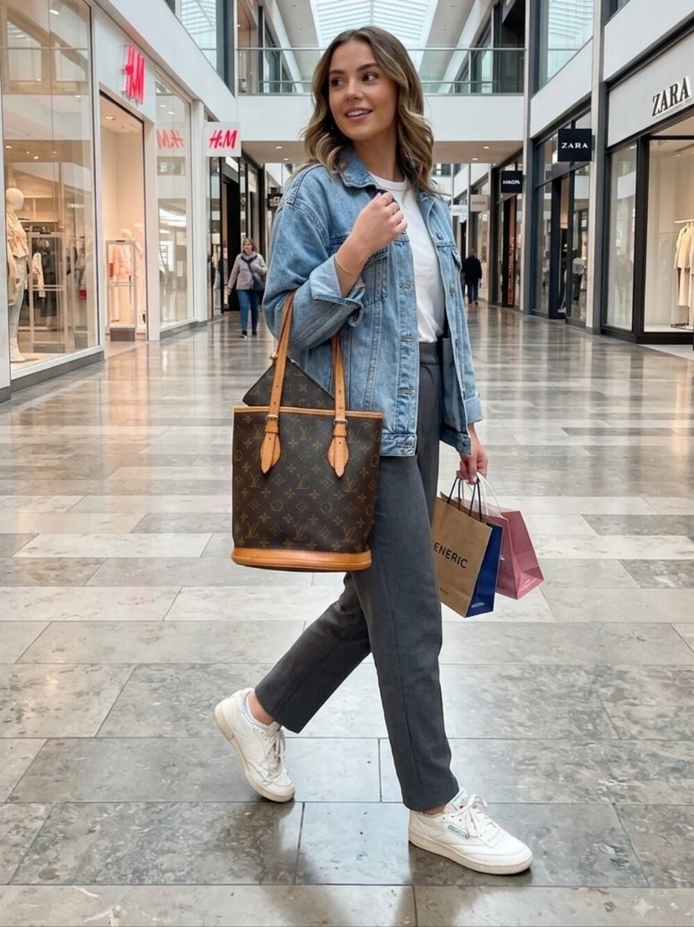 Louis Vuitton Monogram Canvas Bucket Tote with Vachetta Trim - Picture 3 of 17